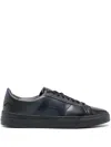 Santoni Logo Almond Toe Low-top Sneakers In Black