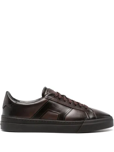 Santoni Dark Brown Logo Sneakers