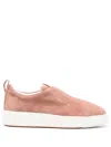 Santoni Logo-debossed Suede Slip-on Sneakers In Pink