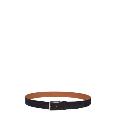 Santoni Logo Detailed Buckled Belt In Black