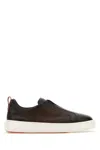 Santoni Logo Embossed Round Toe Sneakers