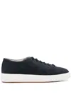 Santoni Logo-patch Lace-up Sneakers In Blau