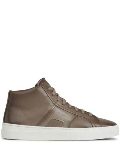 SANTONI LOGO-PRINT HIGH-TOP SNEAKERS