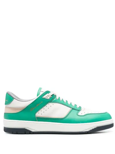 Santoni Logo-print Low-top Sneakers In Grün