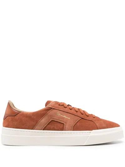 Santoni Dbs Sf6 Double Buckle Sneakers In Brown