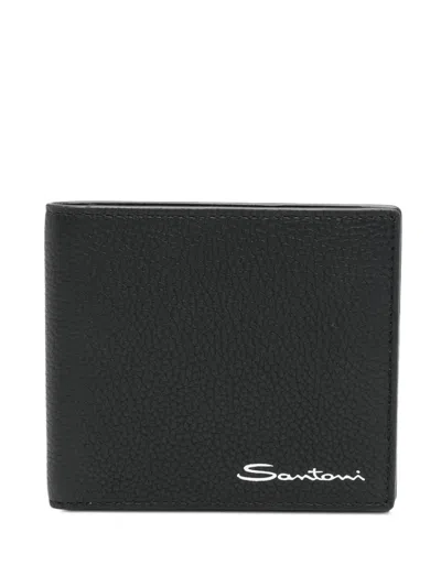Santoni Logo-print Wallet In Black