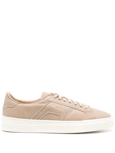 Santoni Logo-stamp Leather Sneakers In Pink