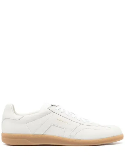 Santoni Dbs Olympic Pebbled-leather Sneakers In White