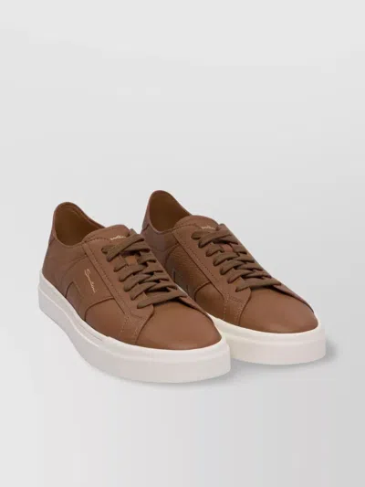 Santoni Low-top Round Toe Rubber Sole Sneakers