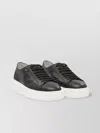 Santoni Low-top Round Toe Sneakers With Textured Sole In Black