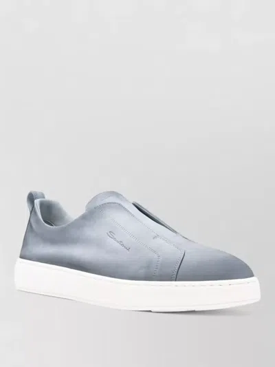 Santoni Low Top Sneakers Round Toe Pull Tab In Gray