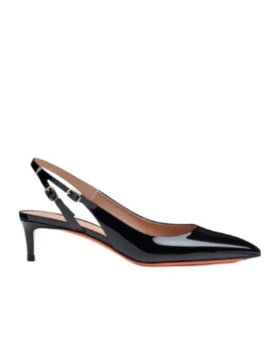 Santoni Low-heel Slingback Pumps In Black