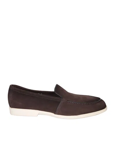 Santoni Malibu Rubber Suede Loafer In Brown