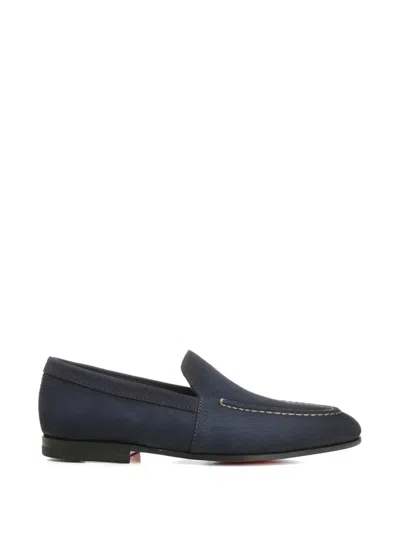 Santoni Malibu Suede Moccasin In Blue