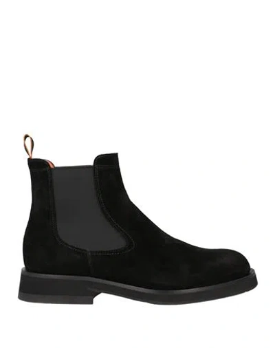 Santoni Man Ankle Boots Black Size 10 Leather