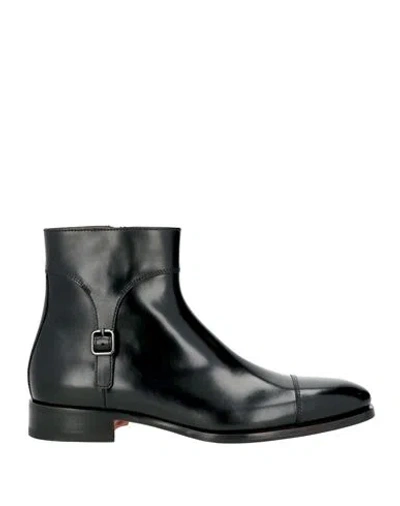 Santoni Man Ankle Boots Black Size 9.5 Leather