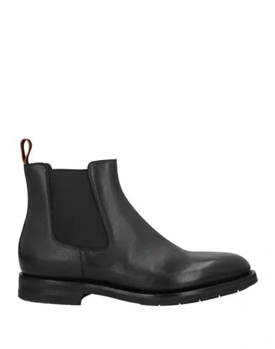 Santoni Man Ankle Boots Black Size 10.5 Soft Leather