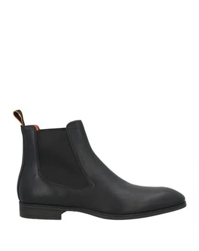 Santoni Man Ankle Boots Black Size 6 Leather