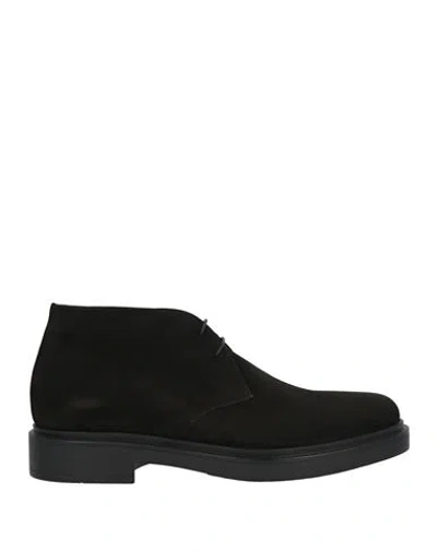 Santoni Man Ankle Boots Black Size 7 Leather
