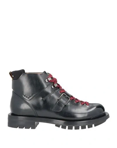 Santoni Man Ankle Boots Black Size 7 Leather, Textile Fibers