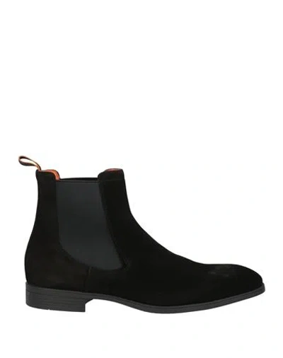 Santoni Suede Chelsea Boots In Black