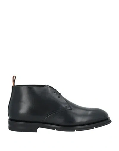 Santoni Man Ankle Boots Black Size 8.5 Leather
