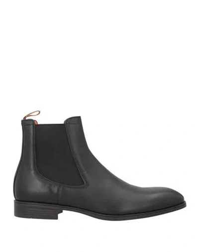 Santoni Man Ankle Boots Black Size 9 Leather