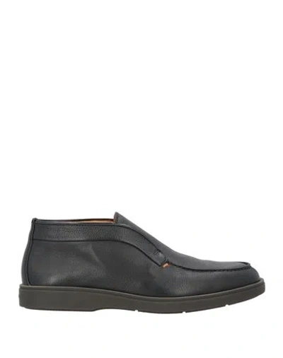 Santoni Man Ankle Boots Black Size 9 Leather