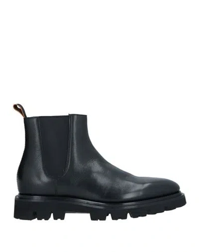 Santoni Man Ankle Boots Black Size 9 Leather