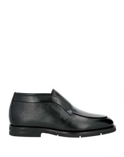 Santoni Man Ankle Boots Black Size 9 Leather