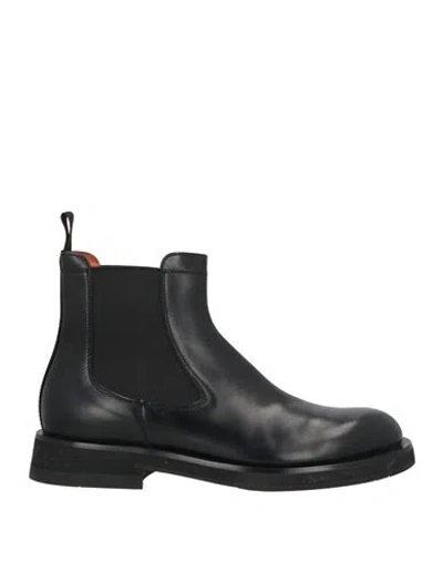 Santoni Man Ankle Boots Black Size 10.5 Leather