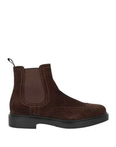 Santoni Man Ankle Boots Brown Size 13 Leather