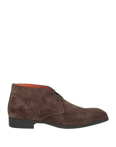 Santoni Man Ankle Boots Brown Size 6.5 Leather