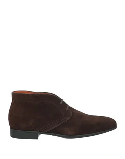 Santoni Man Ankle Boots Brown Size 6.5 Soft Leather