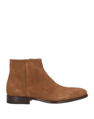 Santoni Man Ankle Boots Brown Size 7.5 Leather