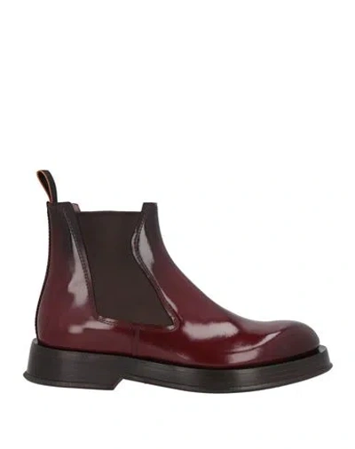 Santoni Man Ankle Boots Burgundy Size 12.5 Leather In Red