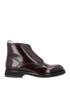 Santoni Man Ankle Boots Burgundy Size 8.5 Leather In Red