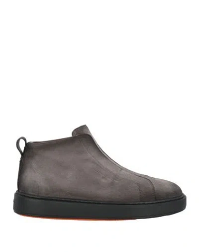 Santoni Man Ankle Boots Charcoal Size 7.5 Leather