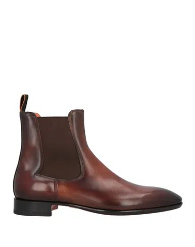 Santoni Man Ankle Boots Chocolate Brown Size 11 Leather