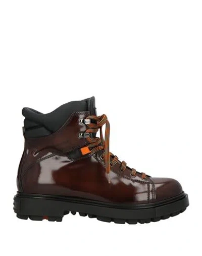 Santoni Man Ankle Boots Chocolate Brown Size 7 Leather