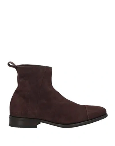 Santoni Man Ankle Boots Chocolate Brown Size 9 Leather