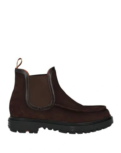 Santoni Man Ankle Boots Chocolate Brown Size 9.5 Leather