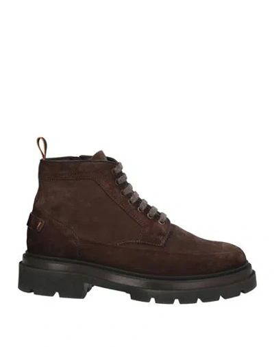 Santoni Man Ankle Boots Dark Brown Size 11 Leather