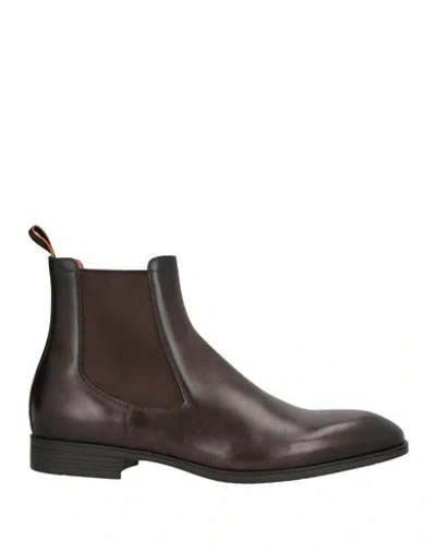 Santoni Man Ankle Boots Dark Brown Size 13 Leather