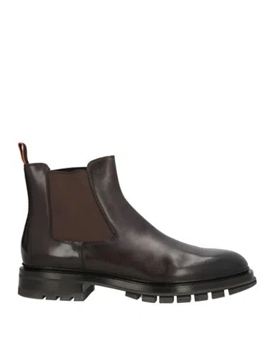 Santoni Man Ankle Boots Dark Brown Size 6 Leather