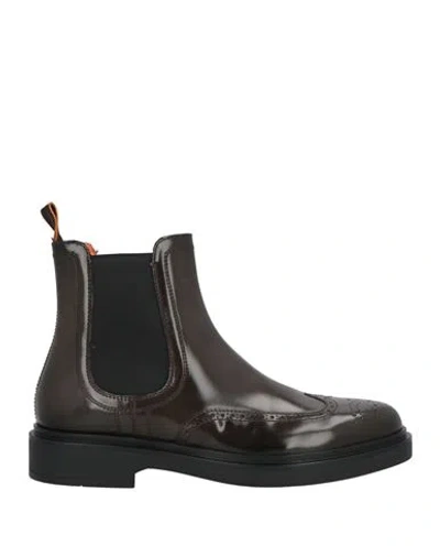 Santoni Man Ankle Boots Dark Brown Size 7 Leather