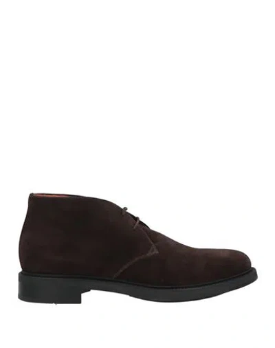 Santoni Man Ankle Boots Dark Brown Size 7 Leather