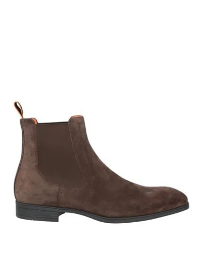 Santoni Man Ankle Boots Dark Brown Size 8 Leather