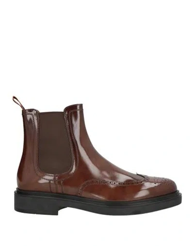 Santoni Man Ankle Boots Dark Brown Size 9 Leather