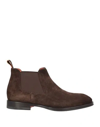 Santoni Man Ankle Boots Dark Brown Size 9 Leather